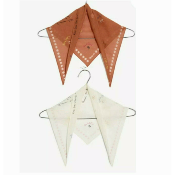 Madewell Triangle 2-Pack Bandanas Scarves Boho Star Peace Floral Warm Umber NEW - Picture 2 of 10